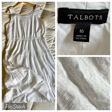 Talbots Tiered Maxi Dress Women’s 16 White Boho Coastal Lagenlook Minimal Clean