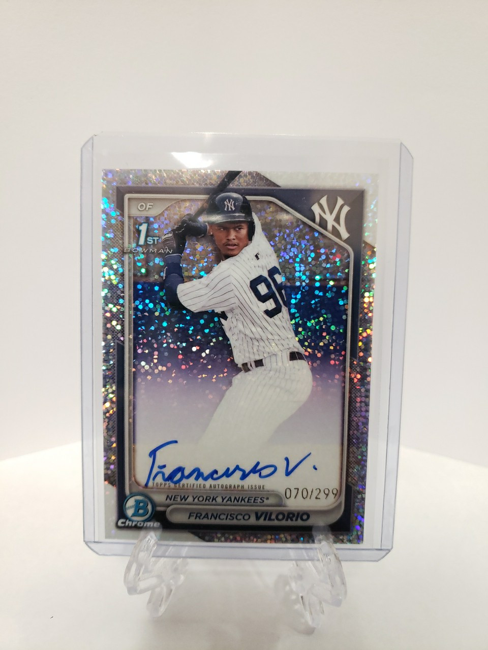 2024 Bowman Chrome Francisco Vilorio 1st Bowman Speckle Refractor Auto /299