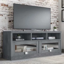 TV Stand For TVs Up To 75" Media Console Contemporary Cabinet With Glass Doors