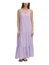CALVIN KLEIN Womens Purple Sleeveless Scoop Neck Shift Dress XS