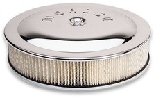 Moroso Air Cleaner Kit 14 In X 3 In Aluminum Flat Bottom Chrome  65911