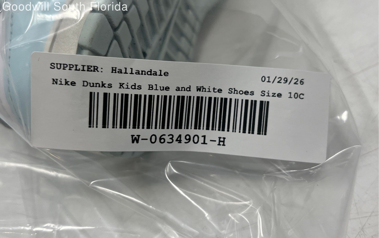 Nike Kids Dunk Low FB9107-105 Blue And White Leather Sneakers Shoes Size 10C thumbnail 7