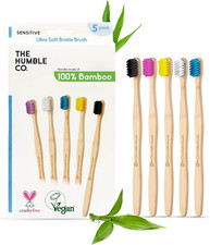 The Humble Co Bamboo Toothbrushes, 5 Pack - Ultra Soft Bristles Natural Bamboo T