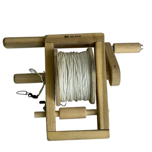 Vintage Sun Oak Wooden Kite String Spool Reel Hand Held Winder Crank