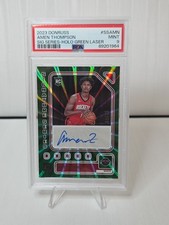 AMEN THOMPSON 2023 DONRUS PSA9 ROOKIE SIGNATURE SERIES HOLO GREEN LASER AUTO /75