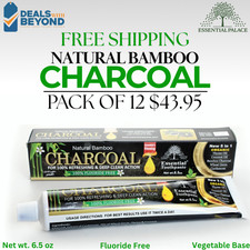 12 tube Bamboo CHARCOAL Toothpaste By Essential Palace 5 in 1 100 Fluoride Free