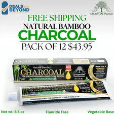 12 Pack Bamboo CHARCOAL Toothpaste By Essential Palace 5 in 1 100% Fluoride Free