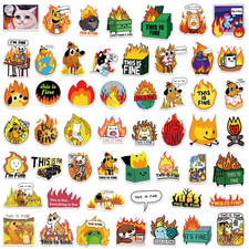 This Is Fine Anime Inspired Scrapbook/Skateboard Vinyl Sticker Set Of 50 Pieces