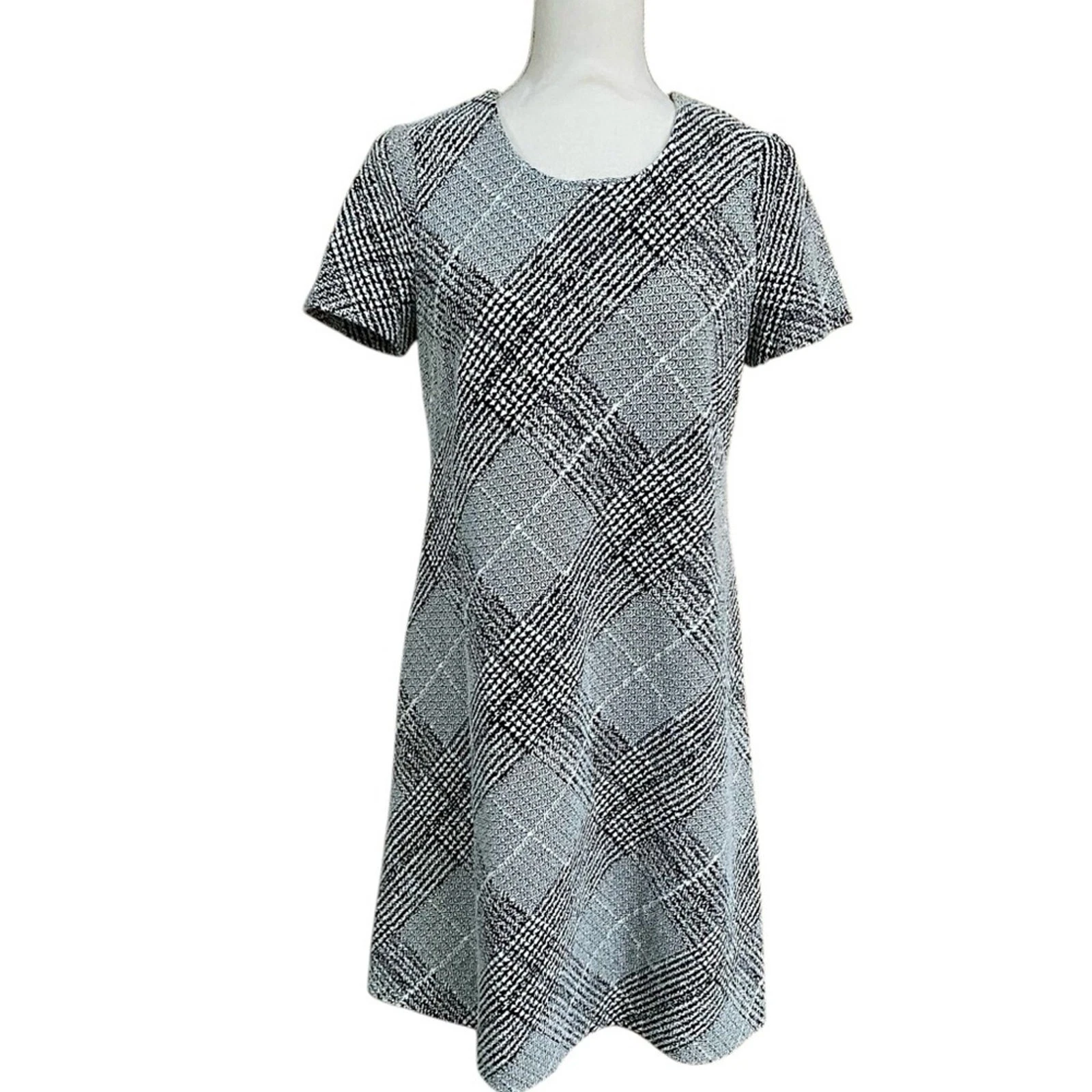 OFF WHITE Abito Calvin Klein nero e bianco sporco a quadri testurizzato