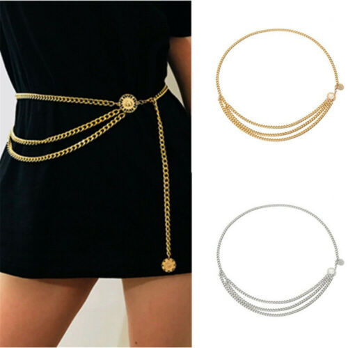Taille chaîne en métal ceinture femmes robe taille rétro corps chaîne ceintures - Photo 1/9