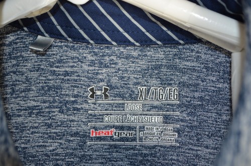 Under Armour Polo Shirt Mens XL Golf Loose Fit Heat Gear Heathered Blue - Picture 4 of 5