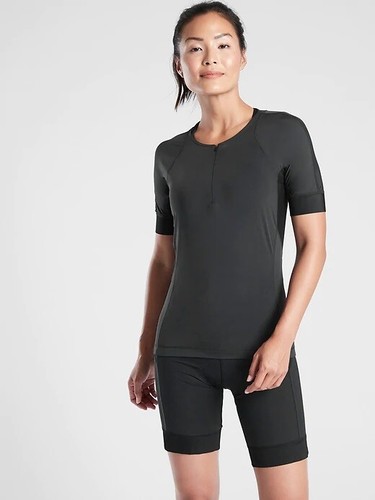 Athleta Velo Radtrikot, neu ohne Etikett, Large, schwarz, Radfahren, reflektierend, UVP 108 $ - Bild 1 von 4