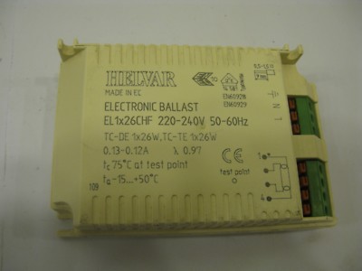 NEU Helvar elektronisches Vorschaltgerät EL1x26CHF für TC-DE 1X26W TC-TE 1x26W Lampen UK #JT