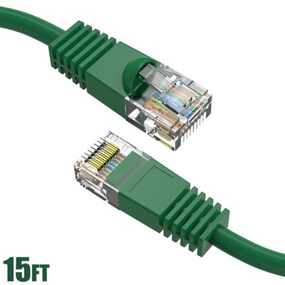 15FT Cat5e RJ45 Network LAN Ethernet UTP Cable Cord Gold 24AWG Copper Wire Green