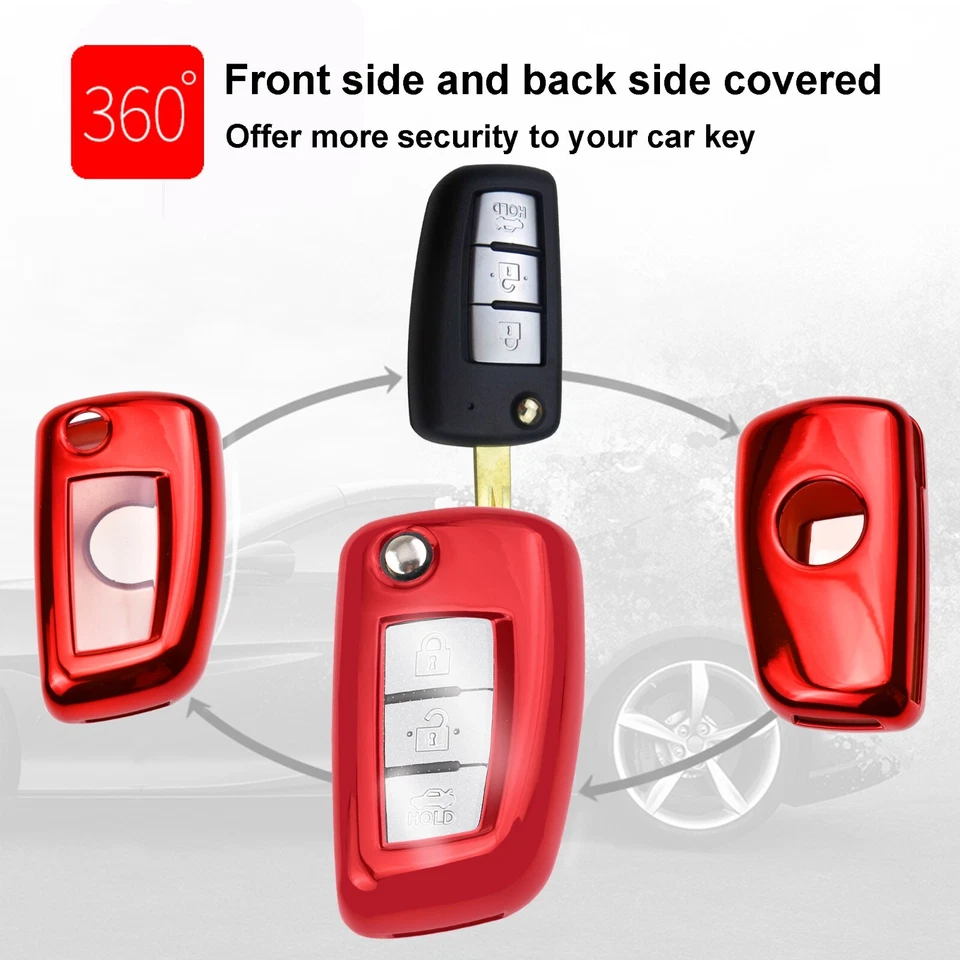 TPU Flip 3 Buttons Car Key Fob Cover for Nissan Rogue Sport Sylphy Pulsar Sentra - Image 2 of 4