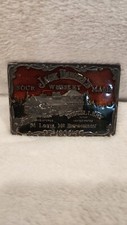 Jack Daniels Brass Two Color Enamel Belt Buckle - St Louis Expo 1904