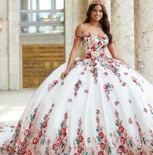 White Quinceanera Dresses Ball Gown Off Shoulder Appliques Mexican Sweet 16