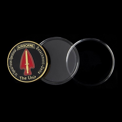 Moneda Desafío Chapada en Oro Ejército Aerotransportado Operacional Fuerzas Especiales Unidad EE. UU. 1ª - Imagen 3 de 9