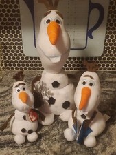 2014 TY Disney Frozen Olaf Glitter Snowman Weight Beanie Bottom Plus 2 Olaf