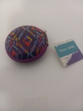 Purple Graphics Full Zip Earbud Headphone Mesh Pouch Tech Case  Earbuds