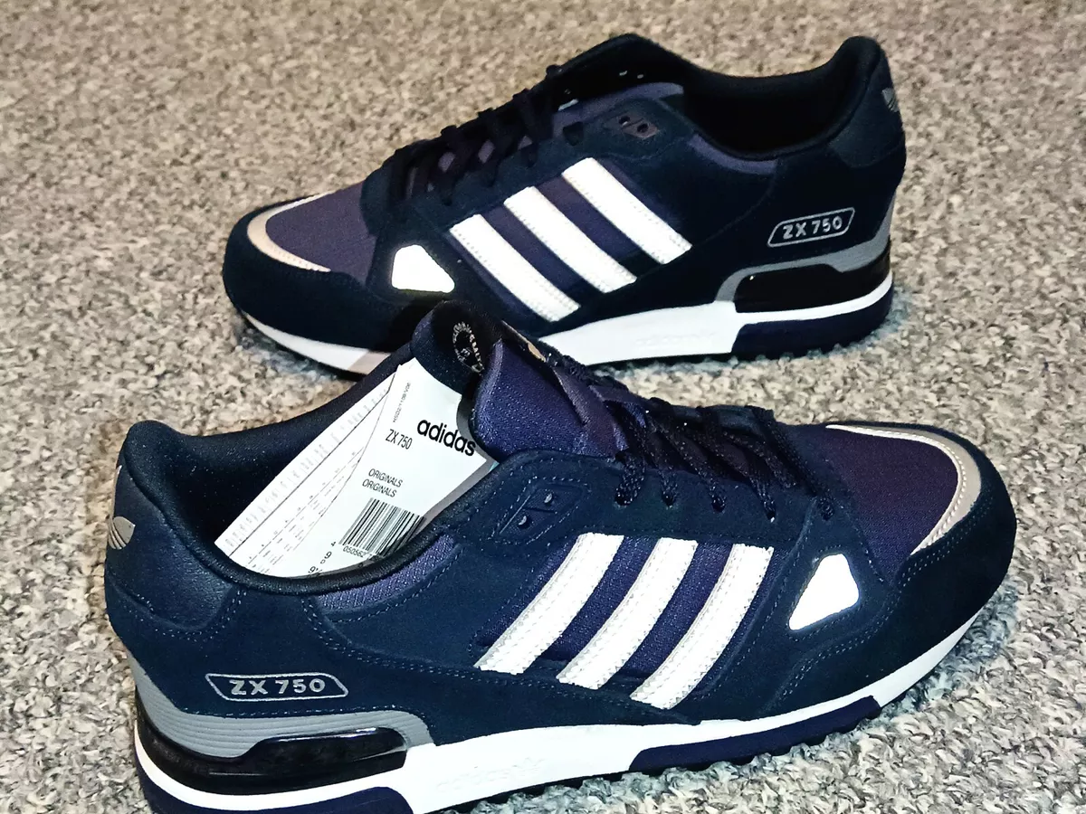 Diskant lindre tøjlerne Adidas Originals ZX 750 G40159, UK Mens Shoes Trainers Sizes 7 to 12 Navy  SALE | eBay