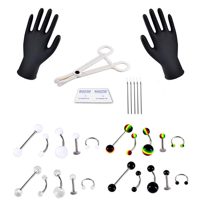 Professional Body Piercing Jewelry Tool Kit Belly Nose Navel Nipple