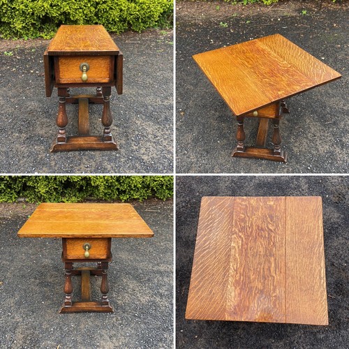 Antiker Beistelltisch Eiche Drop Leaf mit Schublade