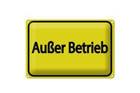 Blechschild Hinweis 12X18 Cm AußEr Betrieb Gelbes Schild
