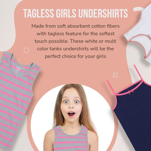 Buyless Fashion Girl Tanks Cotton Undershirts for Dance Gymnastics, Kids(4 Pack) - Picture 37 of 39