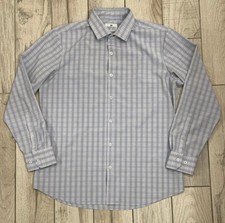 Mizzen Main Button Up Shirt Men's Extra Large Blue Plaid Trim Fit Casual Adult