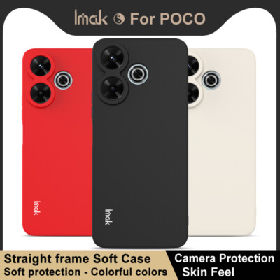 For Xiaomi Poco M6 4G, IMAK Straight frame Matte Feel Soft TPU Rubber Cover Case