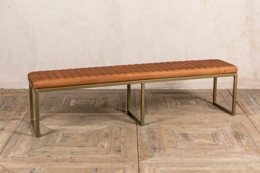 LEATHER DINING BENCH TAN BENCH SEAT RESTAURANT FURNITURE
