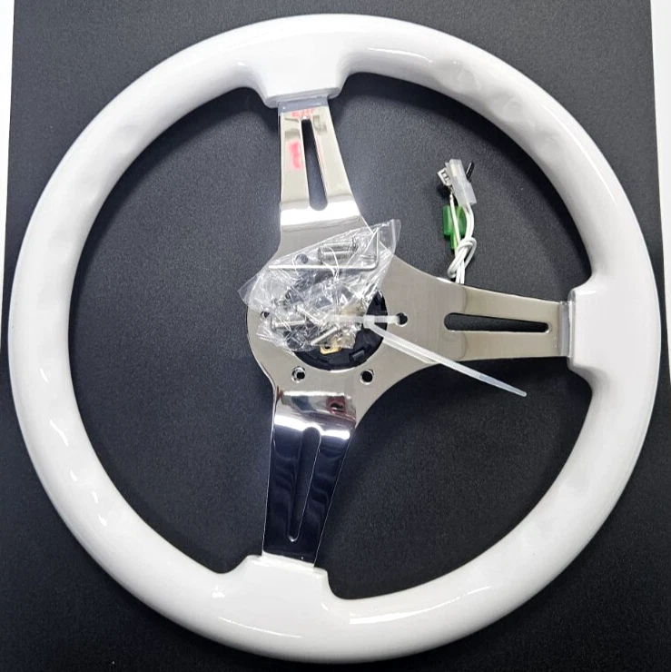 Volante universal de vinilo blanco pulido 14" Billet Ford Chevy Muscle Foto 2 de 4