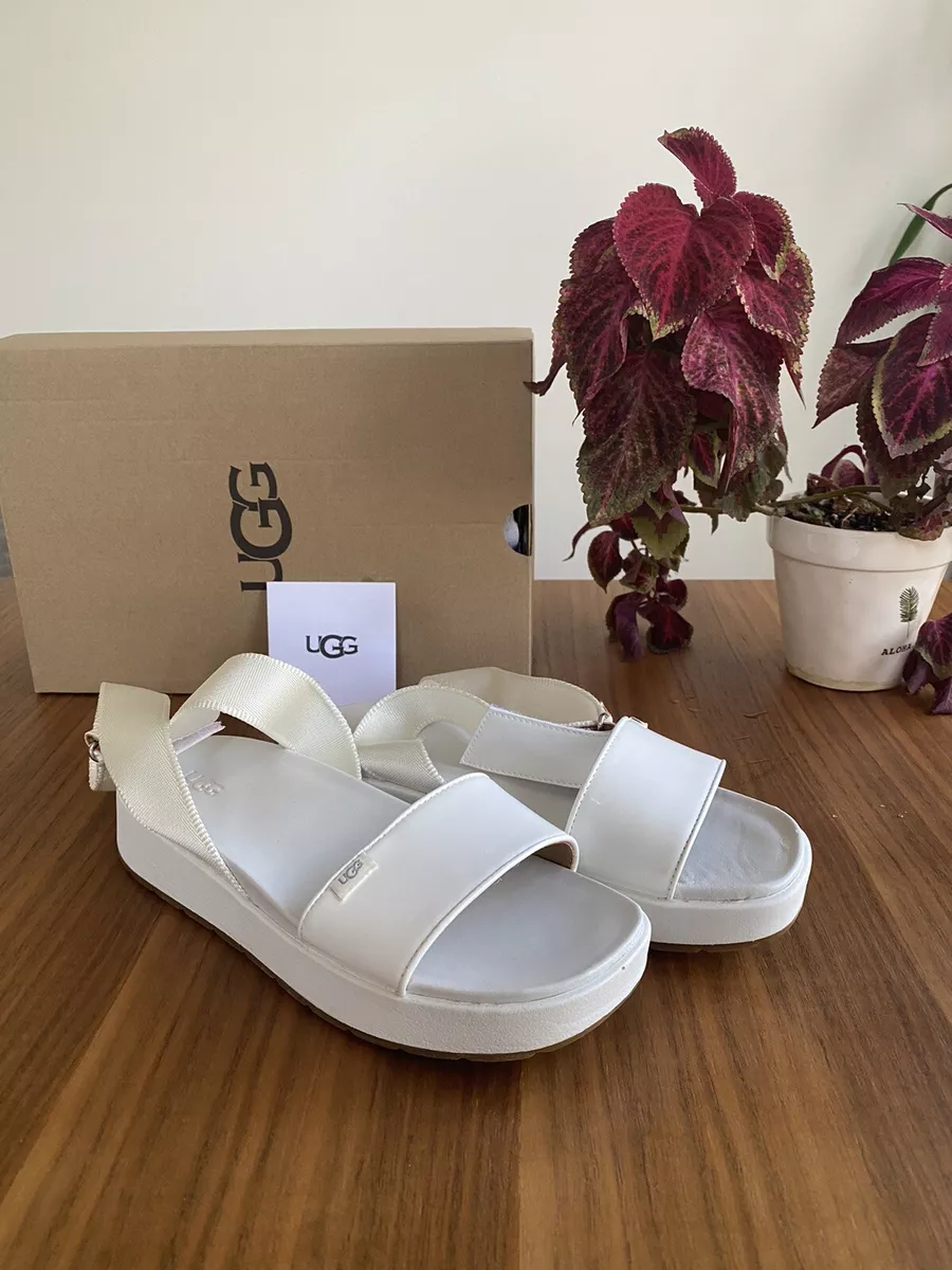 NIB UGG Womens Lennox Fabric Patent Leather Platform Strap Sandal