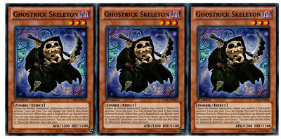 Yugioh- 3X Ghostrick Skeleton - Common - 1st Edition - LVAL-EN024 - Near Mint