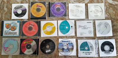VARIOUS Vintage Windows PC Software CD discs Serif Sony Logitech P-touch DeLorme