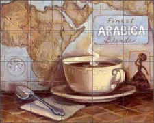 Arabica Coffee Tile Backsplash Kasun Kitchen Art Ceramic Mural EC-TK003