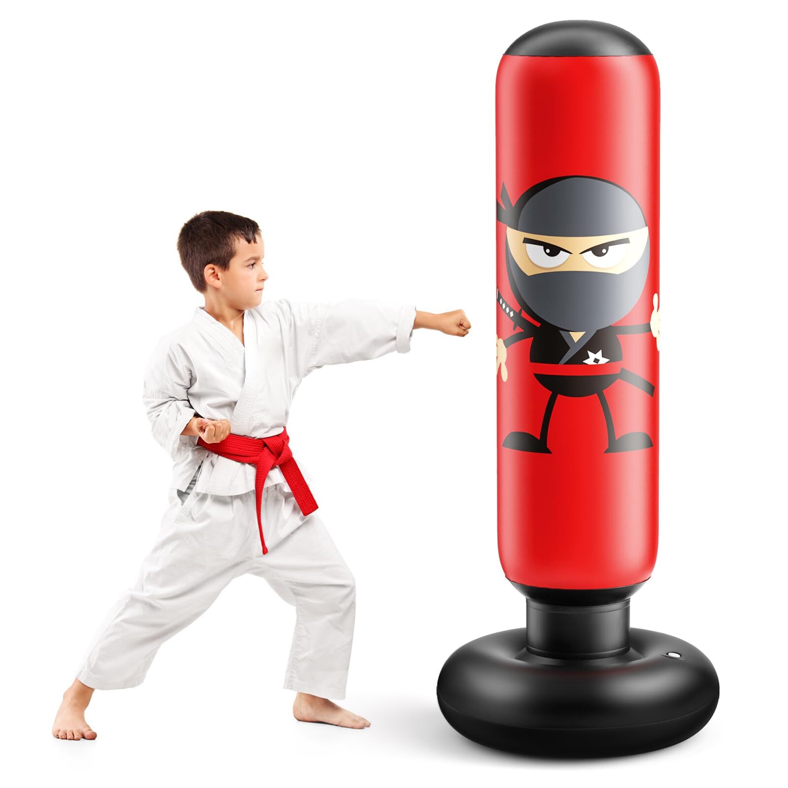 Inflatable Punching Bag for Kids Practicing Karate Taekwondo MMA Boxing