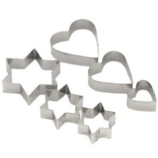 Chef Craft Cookie Cutters 6 piece set Stainless Steel  21346 NEW
