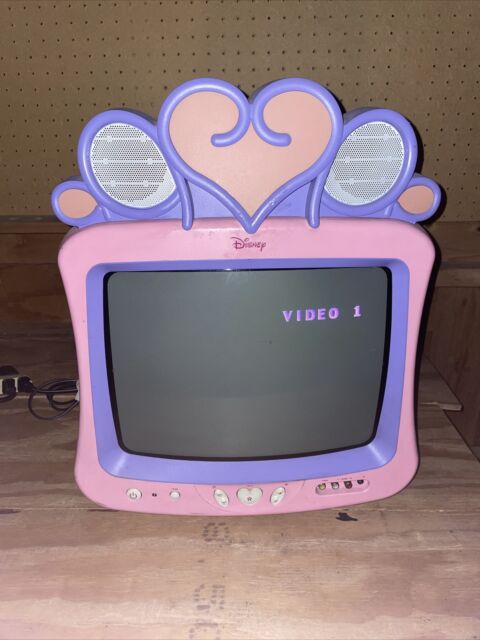 Disney Princess Pink 13" CRT Color TV Set DT1350P Testing Working No Remote