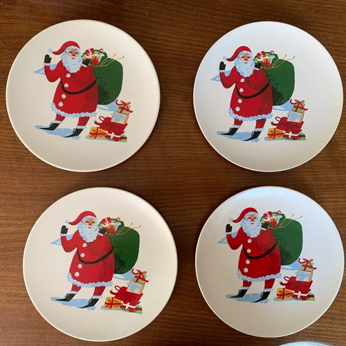 Threshold Target Set Of 4 Appetizer/Dessert Plates 7 5/8”  Santa, Candy Cane