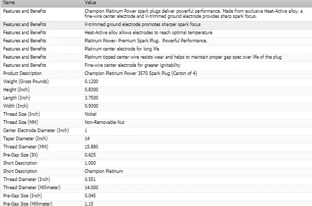 4 Spark Plugs Champion Platinum Set for CHEVROLET MALIBU LIMITED 2016 L4-2.5L - Image 4 of 4