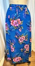 Vintage Jaclyn Smith Womens Blue Crinkle Floral Print Long Skirt Sz XL NWT