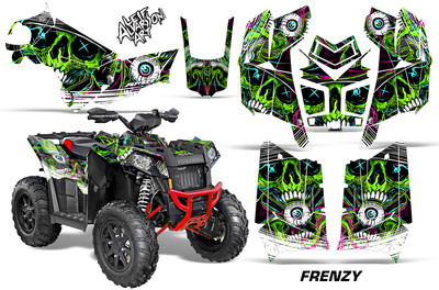 ATV Graphics Kit Decal For Polaris Scrambler 850XP 1000XP 13-22 FRENZY GRN