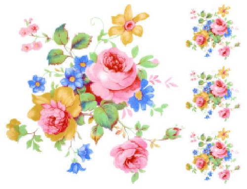 Vintage Image Shabby Pink Rose Floral Bouquet Transfers Waterslide ...