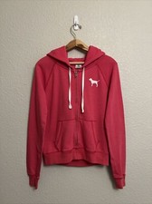 Victoria Secret PINK Hoodie Sweatshirt Jacket Full Zip Logo Top Athleisure Sz S