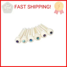 Blisstime 6pcs Guitar Bone Bridge Pins Replacement Parts with Abalone Dot