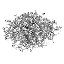 300 Pcs 4.5 x 8 mm Mini Brads for Paper Crafts Round Paper Fastener Silver