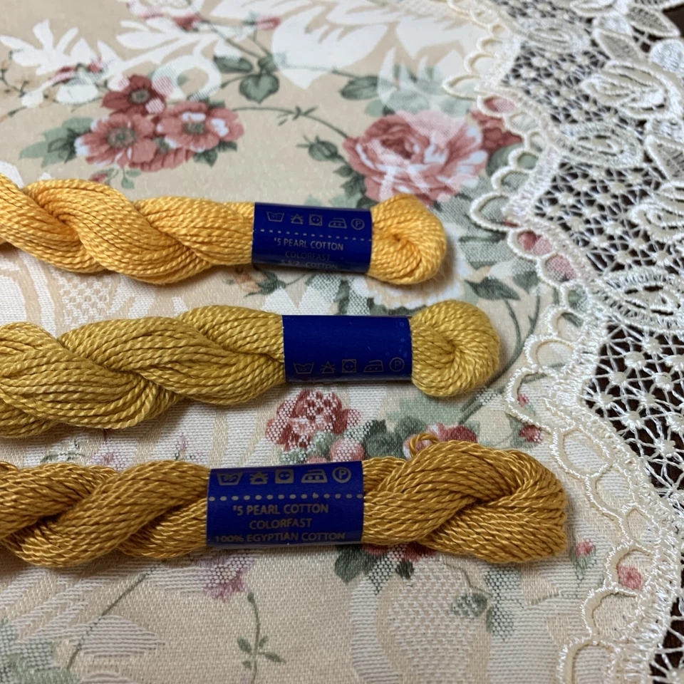 Lot of 3 Yellow Craftways Needlework Thread #5 Pearl Egyptian Cotton 512 517 978 - Image 3 of 3