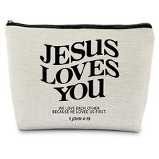 Christian Gifts for Women - Jesus Loves You Cosmetic Bag, Christian Makeup Po...